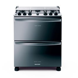 Fogão Brastemp 5 Bocas Duplo Forno BFD5NCR | Inox (127 V)
