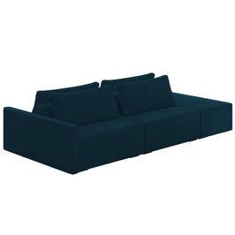 Sofá Ilha Modular com Puff para Sala Living 252cm Georgia K04 Veludo Azul - Mpozenato