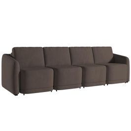 Sofá Cama Casal para Sala 316cm Polska K04 Veludo Marrom - Mpozenato