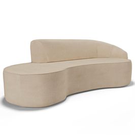 Sofá Living 3 Lugares 230cm Braço Direito Mozart D06 Linho Bege Escuro - Mpozenato