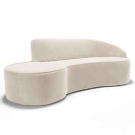 Sofá Living 4 Lugares 280cm Braço Direito Mozart D06 Veludo Bege - Mpozenato