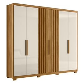 Guarda Roupa Casal 6 Portas 4 Gavetas 260cm Gaia M07 Freijó/Off White - Mpozenato