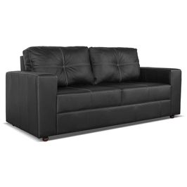 Sofá Living 3 Lugares para Sala de Estar 200cm Licci L07 Couro Preto - Mpozenato