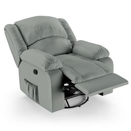 Poltrona do Papai Reclinável Pietra Glider Giratória USB FH9 PU Cinza - Mpozenato