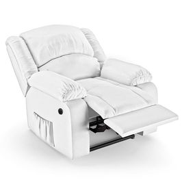 Poltrona do Papai Reclinável Pietra Power Elétrica FH9 PU Branco - Mpozenato