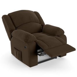 Poltrona do Papai Reclinável Pietra Power Elétrica Massagem FH9 Veludo Marrom - Mpozenato