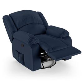Poltrona do Papai Reclinável Pietra Glider Giratória USB FH9 PU Azul - Mpozenato