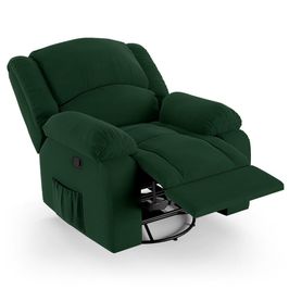 Poltrona do Papai Reclinável Pietra Glider Giratória Massagem FH9 Veludo Verde - Mpozenato