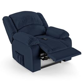 Poltrona do Papai Reclinável Pietra Controle Power Elétrico FH9 PU Azul - Mpozenato
