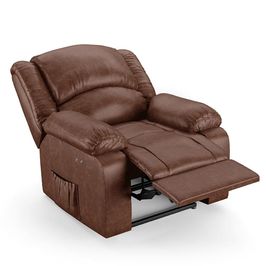 Poltrona do Papai Reclinável Pietra Power Touch USB FH9 PU Marrom Brilho - Mpozenato