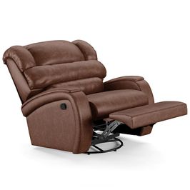 Poltrona do Papai Reclinável Kalie Glider Giratória FH9 PU Marrom Brilho - Mpozenato