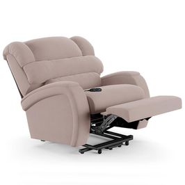 Poltrona do Papai Reclinável Kalie Elevação Lift Elétrico FH9 Veludo Rosê - Mpozenato