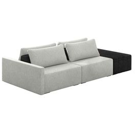 Sofá Ilha Modular Living com Puff 252cm Georgia K04 Linho Cinza/Preto - Mpozenato