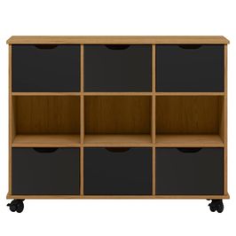 Nicho Organizador 6 Gavetas com Rodízios Freijó/Preto - Qmovi