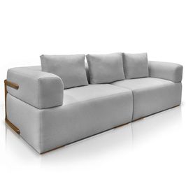 Sofá 4 Lugares Sala de Estar 240cm Willy S06 Linho Grigio - Mpozenato