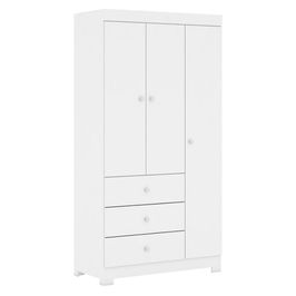 Guarda Roupa Infantil 99cm 3 Portas 3 Gavetas Duda Branco    - Phoenix