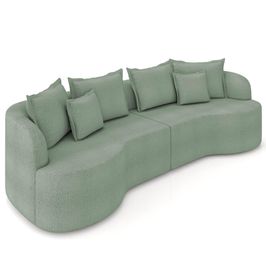 Sofá 3 Lugares 230cm Orgânico Quito K04 Boucle Verde - Mpozenato