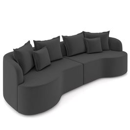 Sofá 4 Lugares 270cm Orgânico Quito K04 Veludo Cinza Escuro - Mpozenato