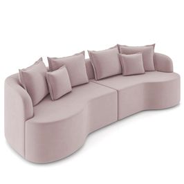 Sofá 4 Lugares 270cm Orgânico Quito K04 Veludo Rosê   - Mpozenato