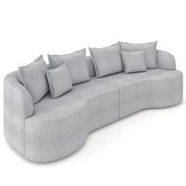 Sofá 4 Lugares 290cm Orgânico Quito K04 Boucle Cinza - Mpozenato