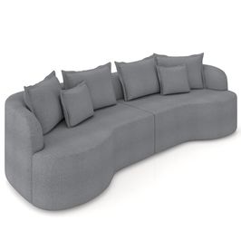 Sofá 4 Lugares 290cm Orgânico Quito K04 Boucle Grafite - Mpozenato