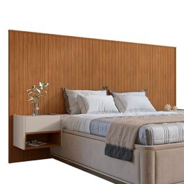 Cabeceira Casal e Queen Mesa Lateral Belinda C14 Cedro/Off White - Mpozenato