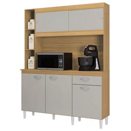 Armário de Cozinha Compacta 140cm Parisi P11 Damasco/Off White - Mpozenato