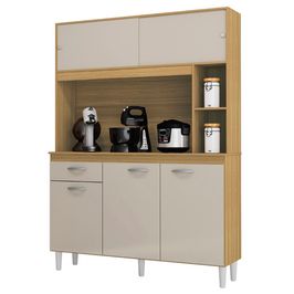 Armário de Cozinha Compacta 120cm Parisi P11 Damasco/Off White - Mpozenato