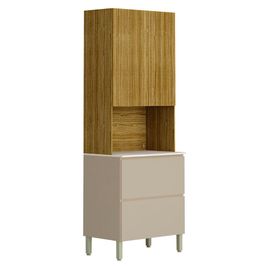 Paneleiro de Cozinha Torre Quente Minsk K02 Vanilla/Freijó - Mpozenato