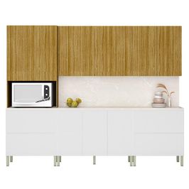 Armário de Cozinha CP03 e Tampo 120cm Minsk K02 Branco/Freijó - Mpozenato