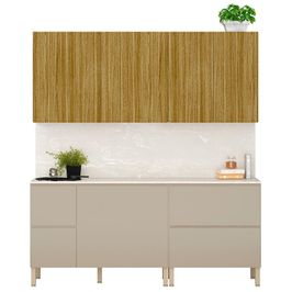 Armário de Cozinha CP02 e Tampo 120cm Minsk K02 Vanilla/Freijó - Mpozenato