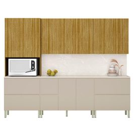 Armário de Cozinha CP03 e Tampo 120cm Minsk K02 Vanilla/Freijó - Mpozenato