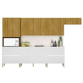 Armário de Cozinha CP04 e Tampo 120cm Minsk K02 Branco/Freijó - Mpozenato