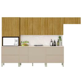 Armário de Cozinha CP04 e Tampo 120cm Minsk K02 Vanilla/Freijó - Mpozenato