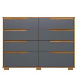 Cômoda Para Quarto 8 Gavetas 147cm Parma M07 Freijó/Cinza - Mpozenato