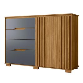Cômoda Para Quarto 4 Gavetas 147cm Gênova M07 Freijó/Cinza - Mpozenato