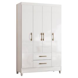 Guarda Roupa Solteiro 111cm 4 Portas Évora M07 Branco - Mpozenato