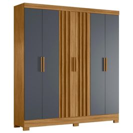 Guarda Roupa Casal 195cm Ripado Arlon M07 Freijó/Cinza - Mpozenato