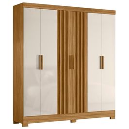 Guarda Roupa Casal 195cm Ripado Arlon M07 Freijó/Off White - Mpozenato