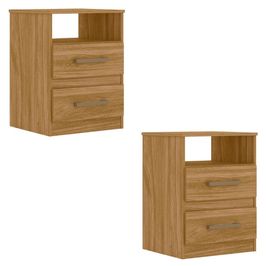 Mesa de Cabeceira Para Quarto 2 Gavetas Kit 2 Ares M07 freijó - Mpozenato