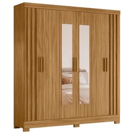 Guarda Roupa Casal 195cm Espelho Ripado Arlon M07 Freijó - Mpozenato