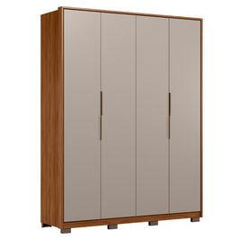 Guarda Roupa Casal 180cm 4 Portas Atren D02 Nogueira/Nude - Mpozenato