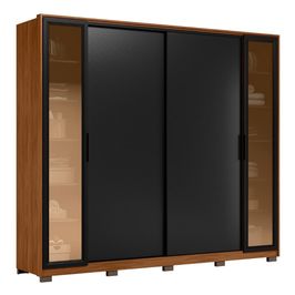 Guarda Roupa Casal 267cm Loreto Flex D02 Nogueira/Preto - Mpozenato