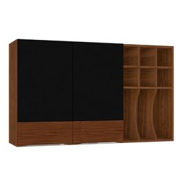 Armário de Cozinha Aéreo 120cm Adega Dora K02 Nogueira/Preto - Mpozenato