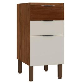 Balcão de Cozinha 40cm 2 Gavetas Dora K02 Nogueira/Off White - Mpozenato