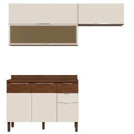Armário de Cozinha CP02 e Tampo 120cm Dora K02 Nogueira/Off - Mpozenato