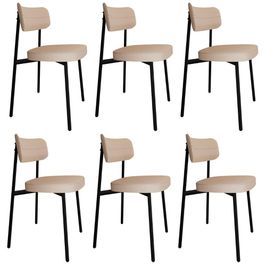 Cadeira de Jantar Estofada Kit 6 Ella M25 Linho Areia - Mpozenato