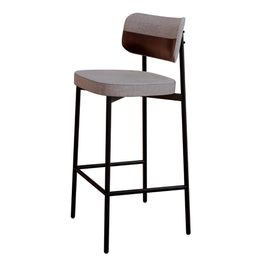 Banqueta Alta Bar Estofada Ella M25 Linho Cinza CL/Café - Mpozenato