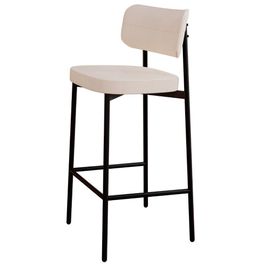 Banqueta Alta Bar Estofada Ella M25 Linho Palha - Mpozenato