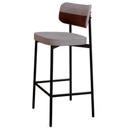 Banqueta Alta Bar Estofada Ella M25 Linho Cinza CL/Whisky - Mpozenato